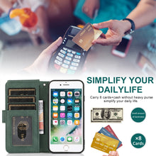 Load image into Gallery viewer, Skin-feel Crazy Horse Texture Zipper Wallet Bag Horizontal Flip Leather Case with Holder &amp; Card Slots &amp; Wallet &amp; Lanyard, For iPhone 6, For iPhone 6 Plus, For iPhone SE 2022 / SE 2020 / 8 / 7, For iPhone 8 Plus / 7 Plus, For iPhone XS / X, For iPhone X...