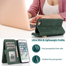 Load image into Gallery viewer, Skin-feel Crazy Horse Texture Zipper Wallet Bag Horizontal Flip Leather Case with Holder &amp; Card Slots &amp; Wallet &amp; Lanyard, For iPhone 6, For iPhone 6 Plus, For iPhone SE 2022 / SE 2020 / 8 / 7, For iPhone 8 Plus / 7 Plus, For iPhone XS / X, For iPhone X...