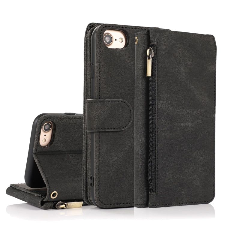 Skin-feel Crazy Horse Texture Zipper Wallet Bag Horizontal Flip Leather Case with Holder & Card Slots & Wallet & Lanyard, For iPhone 6, For iPhone 6 Plus, For iPhone SE 2022 / SE 2020 / 8 / 7, For iPhone 8 Plus / 7 Plus, For iPhone XS / X, For iPhone X...