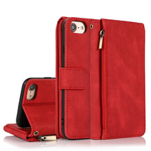 Load image into Gallery viewer, Skin-feel Crazy Horse Texture Zipper Wallet Bag Horizontal Flip Leather Case with Holder &amp; Card Slots &amp; Wallet &amp; Lanyard, For iPhone 6, For iPhone 6 Plus, For iPhone SE 2022 / SE 2020 / 8 / 7, For iPhone 8 Plus / 7 Plus, For iPhone XS / X, For iPhone X...