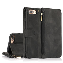 Load image into Gallery viewer, Skin-feel Crazy Horse Texture Zipper Wallet Bag Horizontal Flip Leather Case with Holder &amp; Card Slots &amp; Wallet &amp; Lanyard, For iPhone 6, For iPhone 6 Plus, For iPhone SE 2022 / SE 2020 / 8 / 7, For iPhone 8 Plus / 7 Plus, For iPhone XS / X, For iPhone X...