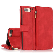 Load image into Gallery viewer, Skin-feel Crazy Horse Texture Zipper Wallet Bag Horizontal Flip Leather Case with Holder &amp; Card Slots &amp; Wallet &amp; Lanyard, For iPhone 6, For iPhone 6 Plus, For iPhone SE 2022 / SE 2020 / 8 / 7, For iPhone 8 Plus / 7 Plus, For iPhone XS / X, For iPhone X...
