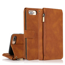 Load image into Gallery viewer, Skin-feel Crazy Horse Texture Zipper Wallet Bag Horizontal Flip Leather Case with Holder &amp; Card Slots &amp; Wallet &amp; Lanyard, For iPhone 6, For iPhone 6 Plus, For iPhone SE 2022 / SE 2020 / 8 / 7, For iPhone 8 Plus / 7 Plus, For iPhone XS / X, For iPhone X...