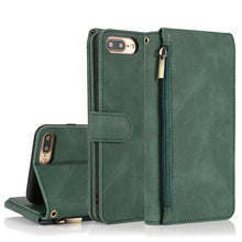 Load image into Gallery viewer, Skin-feel Crazy Horse Texture Zipper Wallet Bag Horizontal Flip Leather Case with Holder &amp; Card Slots &amp; Wallet &amp; Lanyard, For iPhone 6, For iPhone 6 Plus, For iPhone SE 2022 / SE 2020 / 8 / 7, For iPhone 8 Plus / 7 Plus, For iPhone XS / X, For iPhone X...