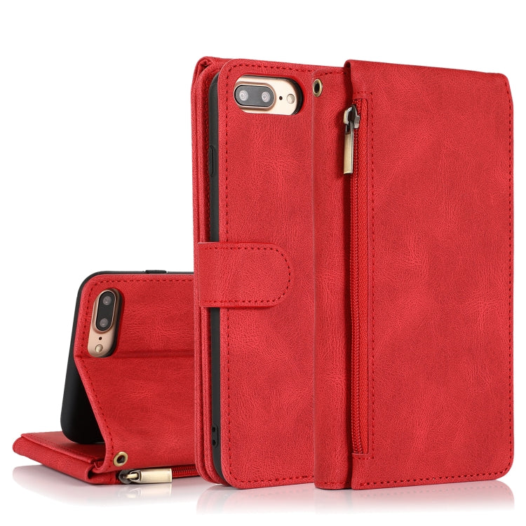 Skin-feel Crazy Horse Texture Zipper Wallet Bag Horizontal Flip Leather Case with Holder & Card Slots & Wallet & Lanyard, For iPhone 6, For iPhone 6 Plus, For iPhone SE 2022 / SE 2020 / 8 / 7, For iPhone 8 Plus / 7 Plus, For iPhone XS / X, For iPhone X...