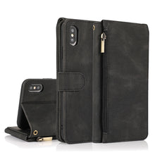 Load image into Gallery viewer, Skin-feel Crazy Horse Texture Zipper Wallet Bag Horizontal Flip Leather Case with Holder &amp; Card Slots &amp; Wallet &amp; Lanyard, For iPhone 6, For iPhone 6 Plus, For iPhone SE 2022 / SE 2020 / 8 / 7, For iPhone 8 Plus / 7 Plus, For iPhone XS / X, For iPhone X...