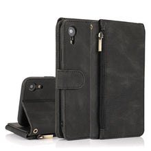 Load image into Gallery viewer, Skin-feel Crazy Horse Texture Zipper Wallet Bag Horizontal Flip Leather Case with Holder &amp; Card Slots &amp; Wallet &amp; Lanyard, For iPhone 6, For iPhone 6 Plus, For iPhone SE 2022 / SE 2020 / 8 / 7, For iPhone 8 Plus / 7 Plus, For iPhone XS / X, For iPhone X...