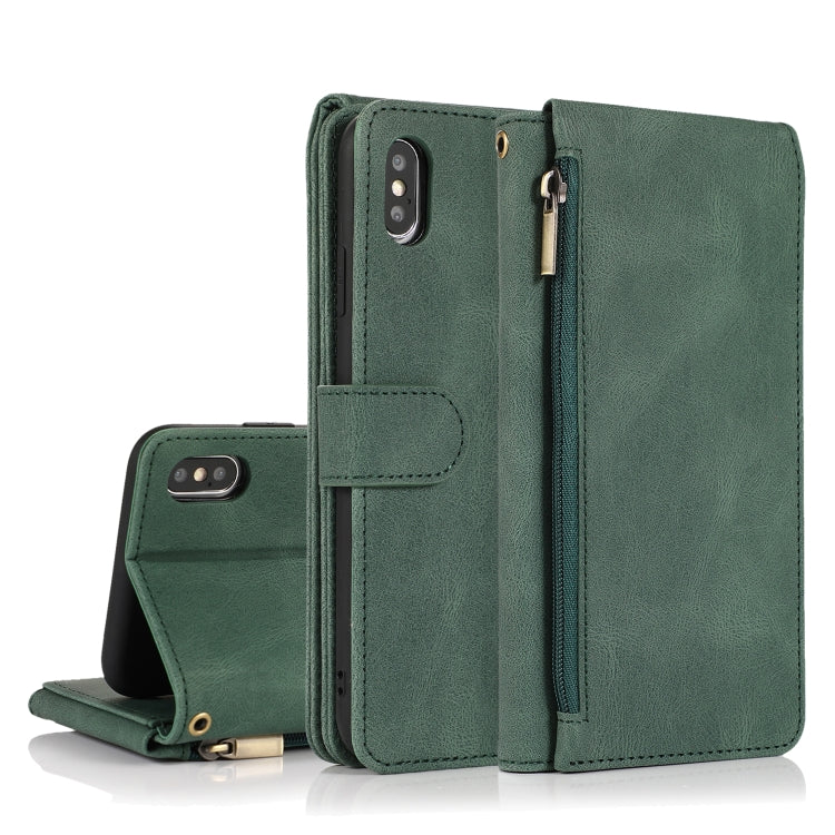 Skin-feel Crazy Horse Texture Zipper Wallet Bag Horizontal Flip Leather Case with Holder & Card Slots & Wallet & Lanyard, For iPhone 6, For iPhone 6 Plus, For iPhone SE 2022 / SE 2020 / 8 / 7, For iPhone 8 Plus / 7 Plus, For iPhone XS / X, For iPhone X...