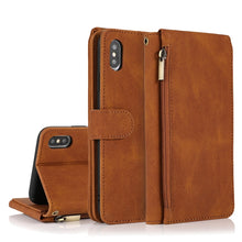 Load image into Gallery viewer, Skin-feel Crazy Horse Texture Zipper Wallet Bag Horizontal Flip Leather Case with Holder &amp; Card Slots &amp; Wallet &amp; Lanyard, For iPhone 6, For iPhone 6 Plus, For iPhone SE 2022 / SE 2020 / 8 / 7, For iPhone 8 Plus / 7 Plus, For iPhone XS / X, For iPhone X...