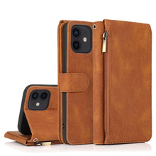 Load image into Gallery viewer, Skin-feel Crazy Horse Texture Zipper Wallet Bag Horizontal Flip Leather Case with Holder &amp; Card Slots &amp; Wallet &amp; Lanyard, For iPhone 11 Pro Max, For iPhone 12 mini, For iPhone 12 / 12 Pro, For iPhone 12 Pro Max