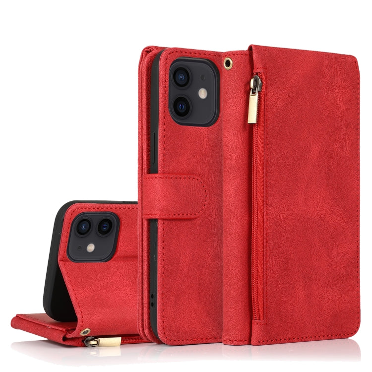 Skin-feel Crazy Horse Texture Zipper Wallet Bag Horizontal Flip Leather Case with Holder & Card Slots & Wallet & Lanyard, For iPhone 11 Pro Max, For iPhone 12 mini, For iPhone 12 / 12 Pro, For iPhone 12 Pro Max