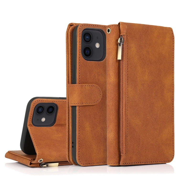 Skin-feel Crazy Horse Texture Zipper Wallet Bag Horizontal Flip Leather Case with Holder & Card Slots & Wallet & Lanyard, For iPhone 11 Pro Max, For iPhone 12 mini, For iPhone 12 / 12 Pro, For iPhone 12 Pro Max