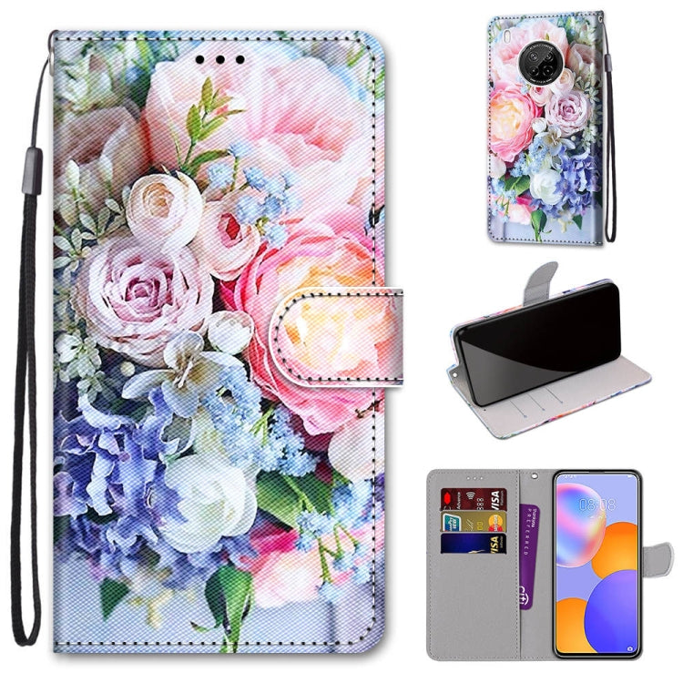 Coloured Drawing Cross Texture Horizontal Flip PU Leather Case with Holder & Card Slots & Wallet & Lanyard, For LG Stylo 7 5G, For Huawei Y9a, For Honor 10X Lite