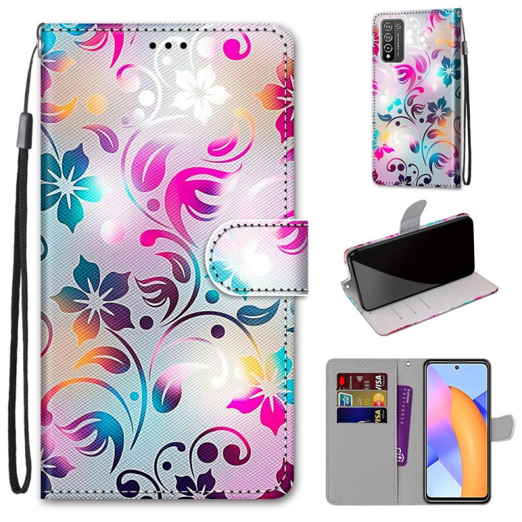 Coloured Drawing Cross Texture Horizontal Flip PU Leather Case with Holder & Card Slots & Wallet & Lanyard, For LG Stylo 7 5G, For Huawei Y9a, For Honor 10X Lite