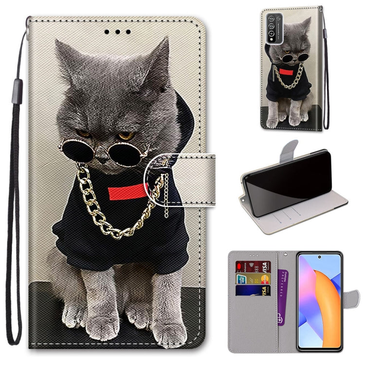 Coloured Drawing Cross Texture Horizontal Flip PU Leather Case with Holder & Card Slots & Wallet & Lanyard, For LG Stylo 7 5G, For Huawei Y9a, For Honor 10X Lite