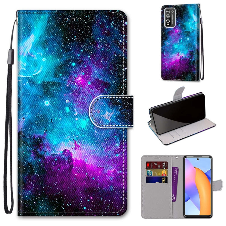 Coloured Drawing Cross Texture Horizontal Flip PU Leather Case with Holder & Card Slots & Wallet & Lanyard, For LG Stylo 7 5G, For Huawei Y9a, For Honor 10X Lite