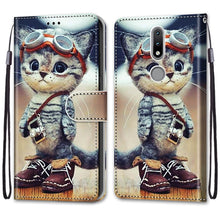 Load image into Gallery viewer, Coloured Drawing Cross Texture Horizontal Flip PU Leather Case with Holder &amp; Card Slots &amp; Wallet &amp; Lanyard, For Nokia 2.4, For Nokia 3.4