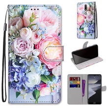 Load image into Gallery viewer, Coloured Drawing Cross Texture Horizontal Flip PU Leather Case with Holder &amp; Card Slots &amp; Wallet &amp; Lanyard, For Nokia 2.4, For Nokia 3.4