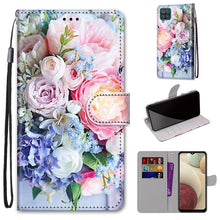 Load image into Gallery viewer, Coloured Drawing Cross Texture Horizontal Flip PU Leather Case with Holder &amp; Card Slots &amp; Wallet &amp; Lanyard, For Samsung Galaxy A12 / M12, For Samsung Galaxy A32 5G