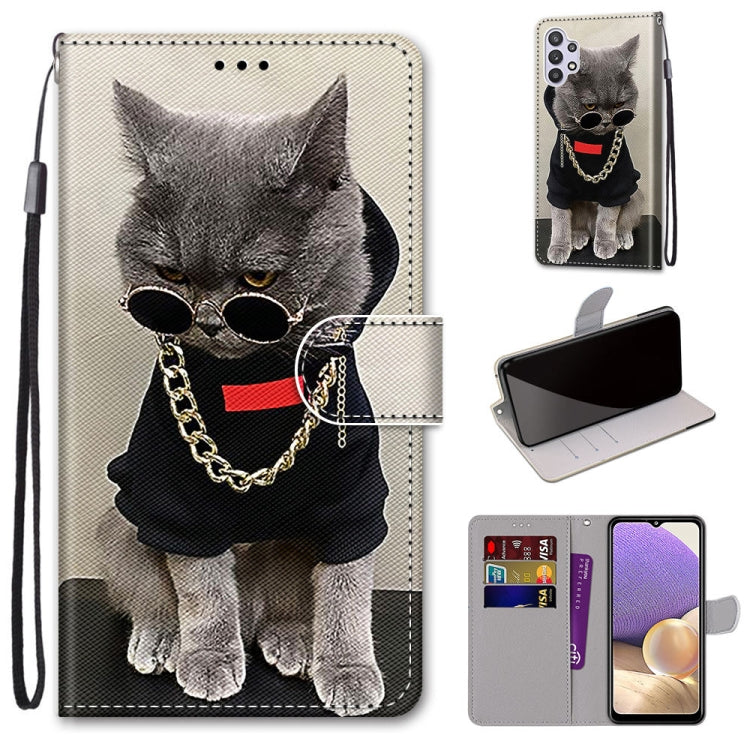 Coloured Drawing Cross Texture Horizontal Flip PU Leather Case with Holder & Card Slots & Wallet & Lanyard, For Samsung Galaxy A12 / M12, For Samsung Galaxy A32 5G