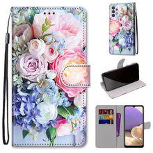 Load image into Gallery viewer, Coloured Drawing Cross Texture Horizontal Flip PU Leather Case with Holder &amp; Card Slots &amp; Wallet &amp; Lanyard, For Samsung Galaxy A12 / M12, For Samsung Galaxy A32 5G
