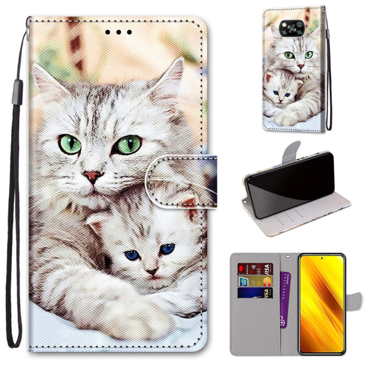 Coloured Drawing Cross Texture Horizontal Flip PU Leather Case with Holder & Card Slots & Wallet & Lanyard, For Xiaomi Poco M3, For Xiaomi Poco X3 NPC