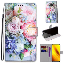 Load image into Gallery viewer, Coloured Drawing Cross Texture Horizontal Flip PU Leather Case with Holder &amp; Card Slots &amp; Wallet &amp; Lanyard, For Xiaomi Poco M3, For Xiaomi Poco X3 NPC