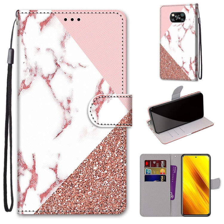 Coloured Drawing Cross Texture Horizontal Flip PU Leather Case with Holder & Card Slots & Wallet & Lanyard, For Xiaomi Poco M3, For Xiaomi Poco X3 NPC