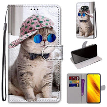 Load image into Gallery viewer, Coloured Drawing Cross Texture Horizontal Flip PU Leather Case with Holder &amp; Card Slots &amp; Wallet &amp; Lanyard, For Xiaomi Poco M3, For Xiaomi Poco X3 NPC