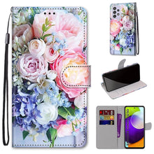 Load image into Gallery viewer, Coloured Drawing Cross Texture Horizontal Flip PU Leather Case with Holder &amp; Card Slots &amp; Wallet &amp; Lanyard, For Samsung Galaxy A52 5G, For Samsung Galaxy A72 5G / 4G