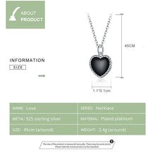 Load image into Gallery viewer, S925 Sterling Silver Black Heart Women Nacklace Jewelry, Black Heart