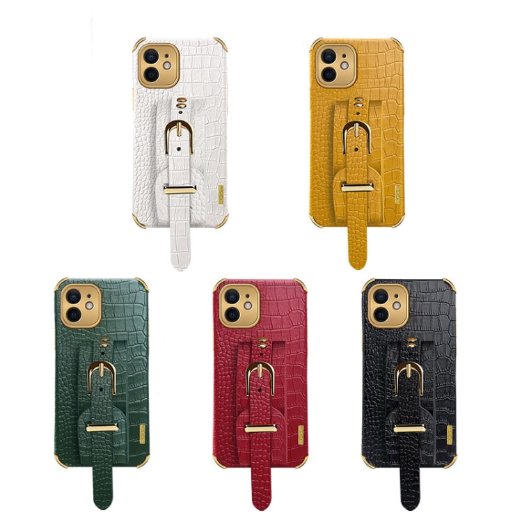 Electroplated TPU Crocodile Pattern Leather Case with Wrist Strap, For iPhone 12 mini, For iPhone 12, For iPhone 12 Pro, For iPhone 12 Pro Max
