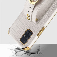 Load image into Gallery viewer, Electroplated TPU Crocodile Pattern Leather Case with Wrist Strap, For Samsung Galaxy A51 4G, For Samsung Galaxy A71 4G, For Samsung Galaxy S20, For Samsung Galaxy S20+, For Samsung Galaxy S20 Ultra