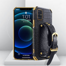 Load image into Gallery viewer, Electroplated TPU Crocodile Pattern Leather Case with Wrist Strap, For Samsung Galaxy A51 4G, For Samsung Galaxy A71 4G, For Samsung Galaxy S20, For Samsung Galaxy S20+, For Samsung Galaxy S20 Ultra