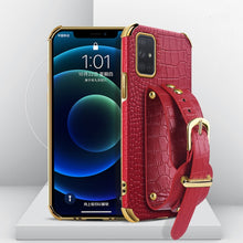 Load image into Gallery viewer, Electroplated TPU Crocodile Pattern Leather Case with Wrist Strap, For Samsung Galaxy A51 4G, For Samsung Galaxy A71 4G, For Samsung Galaxy S20, For Samsung Galaxy S20+, For Samsung Galaxy S20 Ultra