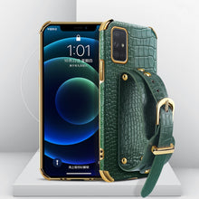 Load image into Gallery viewer, Electroplated TPU Crocodile Pattern Leather Case with Wrist Strap, For Samsung Galaxy A51 4G, For Samsung Galaxy A71 4G, For Samsung Galaxy S20, For Samsung Galaxy S20+, For Samsung Galaxy S20 Ultra