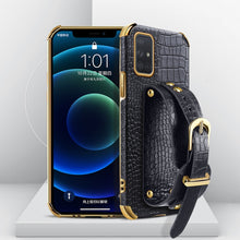 Load image into Gallery viewer, Electroplated TPU Crocodile Pattern Leather Case with Wrist Strap, For Samsung Galaxy A51 4G, For Samsung Galaxy A71 4G, For Samsung Galaxy S20, For Samsung Galaxy S20+, For Samsung Galaxy S20 Ultra