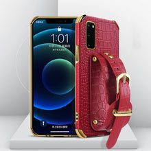 Load image into Gallery viewer, Electroplated TPU Crocodile Pattern Leather Case with Wrist Strap, For Samsung Galaxy A51 4G, For Samsung Galaxy A71 4G, For Samsung Galaxy S20, For Samsung Galaxy S20+, For Samsung Galaxy S20 Ultra