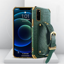 Load image into Gallery viewer, Electroplated TPU Crocodile Pattern Leather Case with Wrist Strap, For Samsung Galaxy A51 4G, For Samsung Galaxy A71 4G, For Samsung Galaxy S20, For Samsung Galaxy S20+, For Samsung Galaxy S20 Ultra
