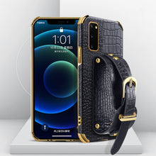 Load image into Gallery viewer, Electroplated TPU Crocodile Pattern Leather Case with Wrist Strap, For Samsung Galaxy A51 4G, For Samsung Galaxy A71 4G, For Samsung Galaxy S20, For Samsung Galaxy S20+, For Samsung Galaxy S20 Ultra