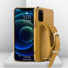 Load image into Gallery viewer, Electroplated TPU Crocodile Pattern Leather Case with Wrist Strap, For Samsung Galaxy A51 4G, For Samsung Galaxy A71 4G, For Samsung Galaxy S20, For Samsung Galaxy S20+, For Samsung Galaxy S20 Ultra