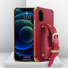Load image into Gallery viewer, Electroplated TPU Crocodile Pattern Leather Case with Wrist Strap, For Samsung Galaxy A51 4G, For Samsung Galaxy A71 4G, For Samsung Galaxy S20, For Samsung Galaxy S20+, For Samsung Galaxy S20 Ultra
