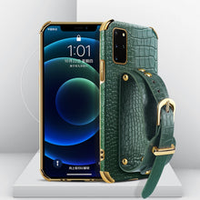 Load image into Gallery viewer, Electroplated TPU Crocodile Pattern Leather Case with Wrist Strap, For Samsung Galaxy A51 4G, For Samsung Galaxy A71 4G, For Samsung Galaxy S20, For Samsung Galaxy S20+, For Samsung Galaxy S20 Ultra