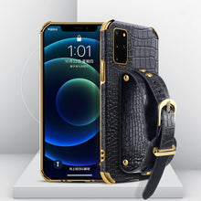 Load image into Gallery viewer, Electroplated TPU Crocodile Pattern Leather Case with Wrist Strap, For Samsung Galaxy A51 4G, For Samsung Galaxy A71 4G, For Samsung Galaxy S20, For Samsung Galaxy S20+, For Samsung Galaxy S20 Ultra