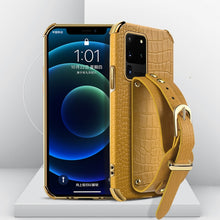 Load image into Gallery viewer, Electroplated TPU Crocodile Pattern Leather Case with Wrist Strap, For Samsung Galaxy A51 4G, For Samsung Galaxy A71 4G, For Samsung Galaxy S20, For Samsung Galaxy S20+, For Samsung Galaxy S20 Ultra