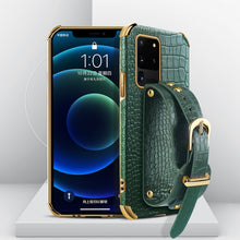 Load image into Gallery viewer, Electroplated TPU Crocodile Pattern Leather Case with Wrist Strap, For Samsung Galaxy A51 4G, For Samsung Galaxy A71 4G, For Samsung Galaxy S20, For Samsung Galaxy S20+, For Samsung Galaxy S20 Ultra