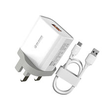Load image into Gallery viewer, WK WP-U57 Max 18W Maxspeed QC3.0 Fast Charger +  USB to Micro USB Data Cable, US Plug, EU Plug, UK Plug