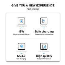 Load image into Gallery viewer, WK WP-U57 Max 18W Maxspeed QC3.0 Fast Charger + USB to 8 Pin Data Cable, US Plug, EU Plug