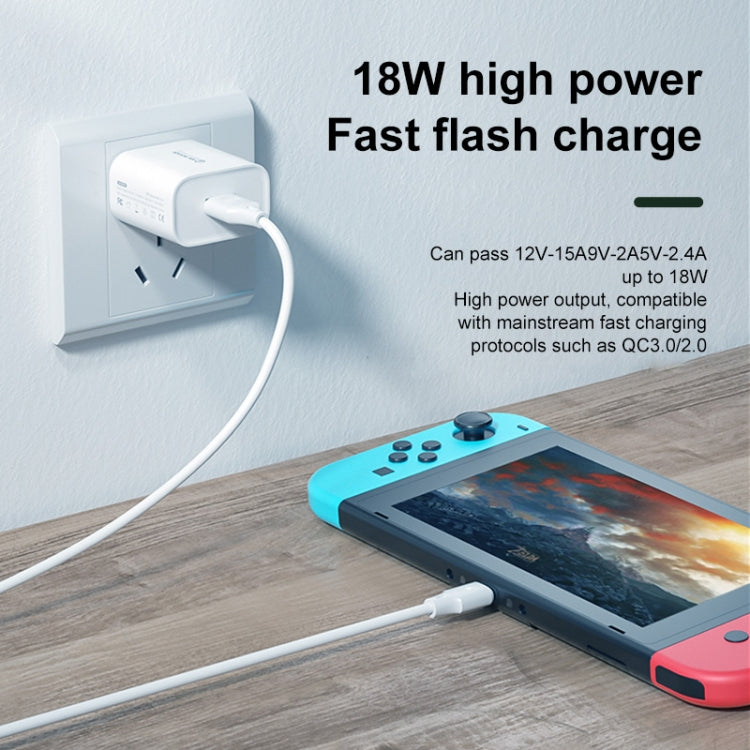 WK WP-U57 Max 18W Maxspeed QC3.0 Fast Charger + USB to 8 Pin Data Cable, US Plug, EU Plug, UK Plug
