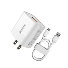 Load image into Gallery viewer, WK WP-U57 Max 18W Maxspeed QC3.0 Fast Charger + USB to 8 Pin Data Cable, US Plug, EU Plug